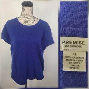 Premise Short Sleeves Pullover Top Sz XL 100% Cashmere Round Neck Violet